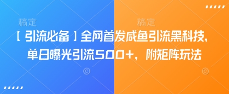 【引流必备】全网首发咸鱼引流黑科技，单日曝光引流500+，附矩阵玩法【揭秘】-清风网创