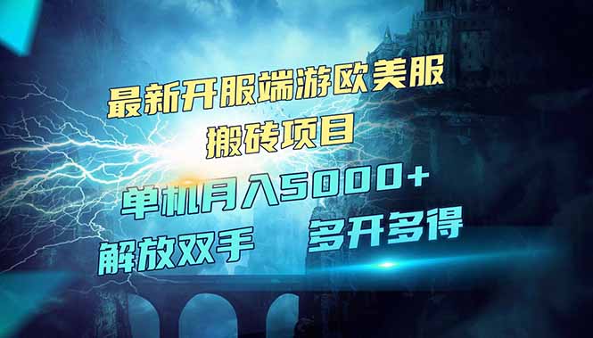 全网热门游戏欧美服端游搬砖，最新开服，项目红利期，单机月入5000+-清风网创