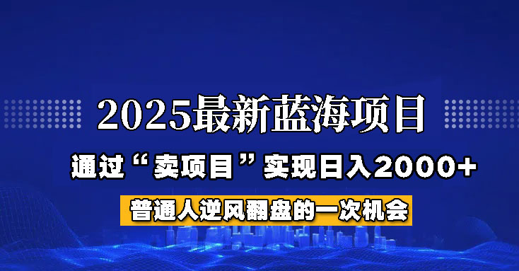 2025年蓝海项目，如何通过“网创项目”日入2000+-清风网创