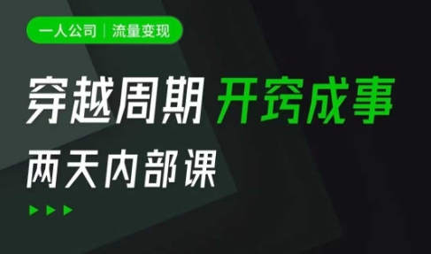 一人公司：流量变现课，一人公司的方法模型拆解， 拆解富人思维，流量思维，小老板思维等-清风网创
