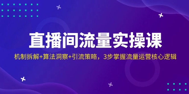 直播间流量实操课：机制拆解+算法洞察+引流策略，3步掌握流量运营核心逻辑-清风网创